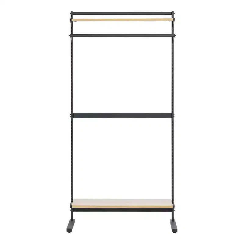 IRIS Closet Rack with Storage Adjustable Shelves: Portable Standing Garment Rack, Metal Frame, Black, 67.75" Height