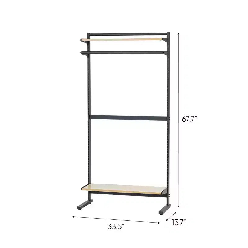 IRIS Closet Rack with Storage Adjustable Shelves: Portable Standing Garment Rack, Metal Frame, Black, 67.75" Height
