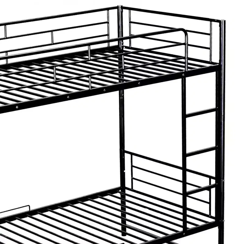 Metal Bunk Bed with Shelf and Guardrails, Bunk Beds Frame for Kids Teens & Adults
