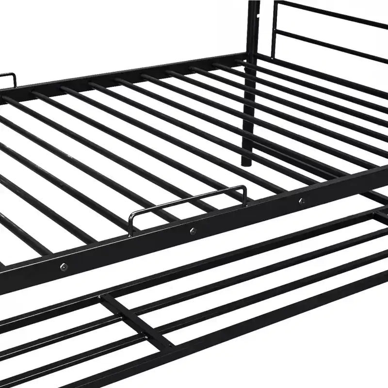Metal Bunk Bed with Shelf and Guardrails, Bunk Beds Frame for Kids Teens & Adults