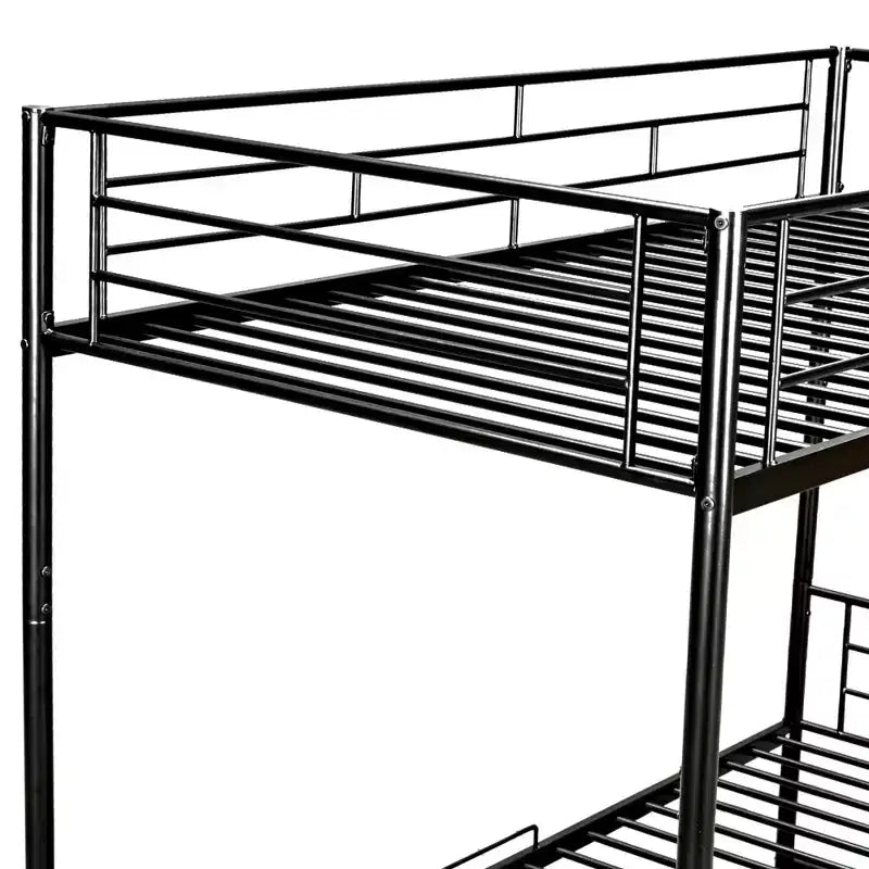 Metal Bunk Bed with Shelf and Guardrails, Bunk Beds Frame for Kids Teens & Adults