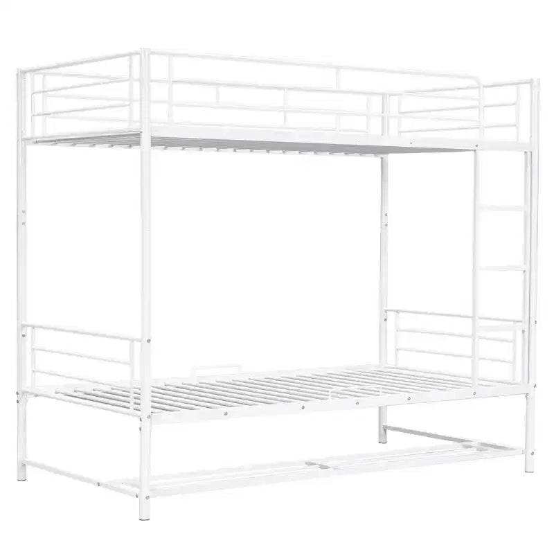 Metal Bunk Bed with Shelf and Guardrails, Bunk Beds Frame for Kids Teens & Adults