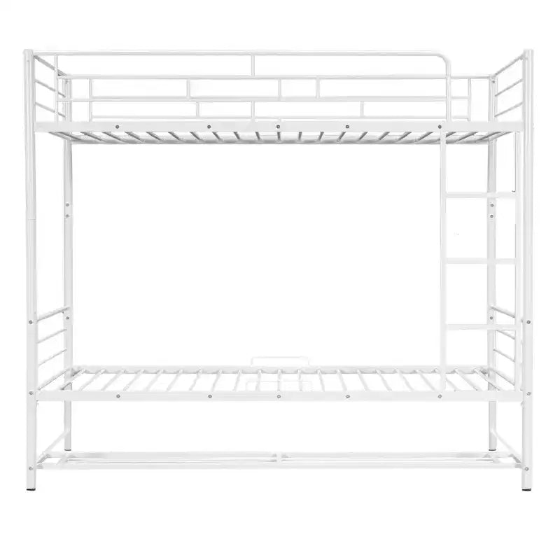 Metal Bunk Bed with Shelf and Guardrails, Bunk Beds Frame for Kids Teens & Adults