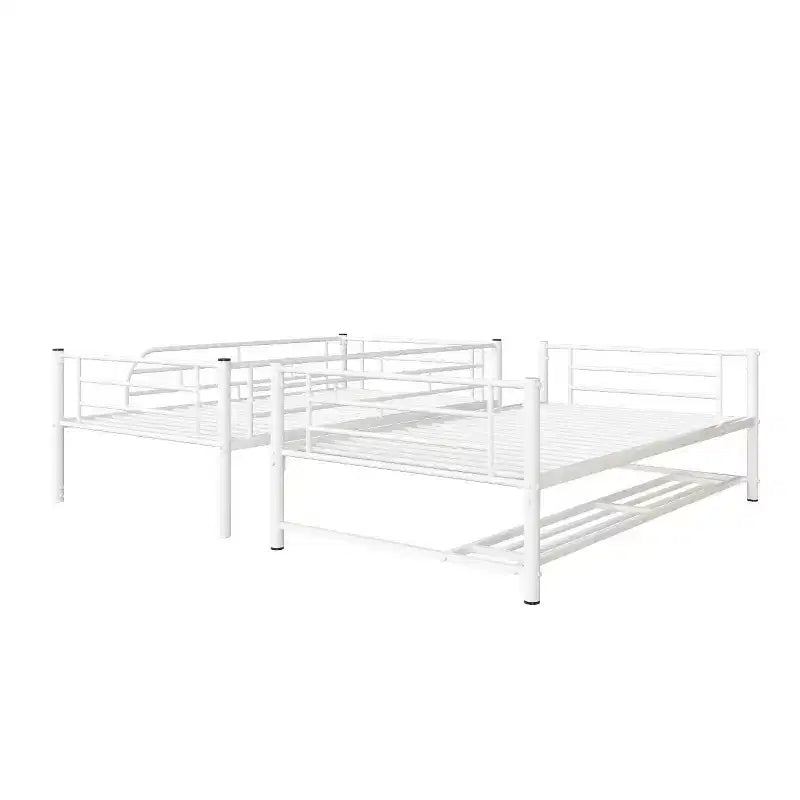 Metal Bunk Bed with Shelf and Guardrails, Bunk Beds Frame for Kids Teens & Adults