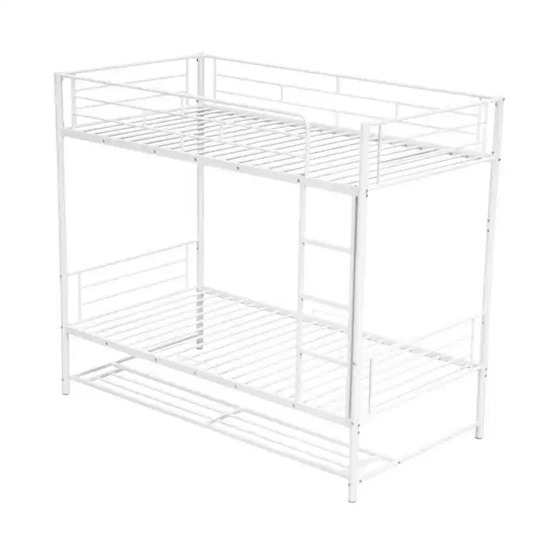 Metal Bunk Bed with Shelf and Guardrails, Bunk Beds Frame for Kids Teens & Adults