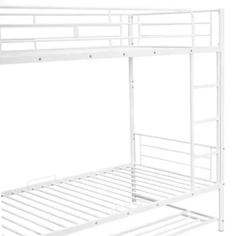 Metal Bunk Bed with Shelf and Guardrails, Bunk Beds Frame for Kids Teens & Adults