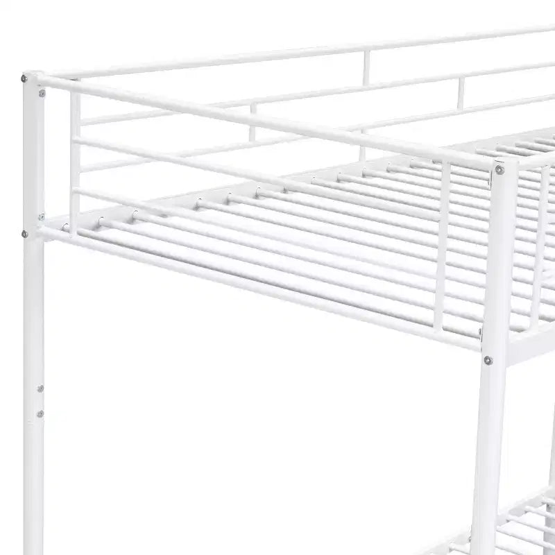 Metal Bunk Bed with Shelf and Guardrails, Bunk Beds Frame for Kids Teens & Adults