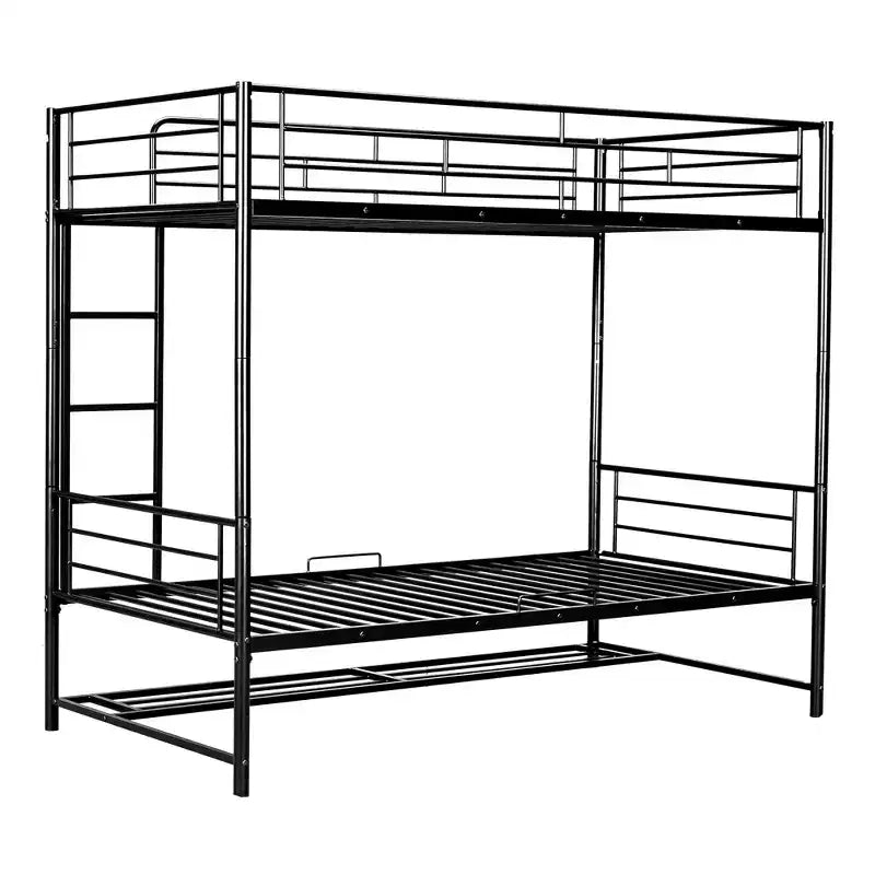 Metal Bunk Bed with Shelf and Guardrails, Bunk Beds Frame for Kids Teens & Adults