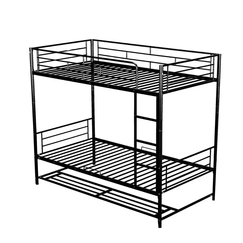 Metal Bunk Bed with Shelf and Guardrails, Bunk Beds Frame for Kids Teens & Adults