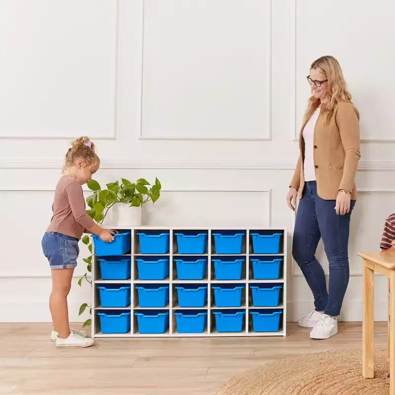 ECR4Kids Streamline 20 Cubby Tray Cabinet with 20 Scoop Front Bins, 4x5, Kids Furniture