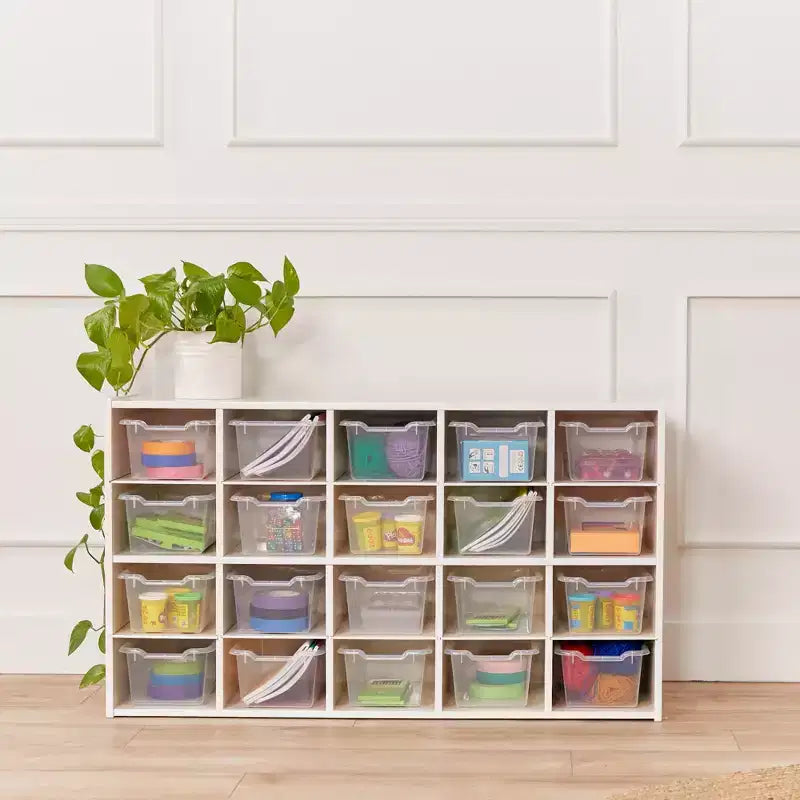 ECR4Kids Streamline 20 Cubby Tray Cabinet with 20 Scoop Front Bins, 4x5, Kids Furniture