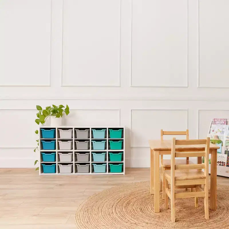 ECR4Kids Streamline 20 Cubby Tray Cabinet with 20 Scoop Front Bins, 4x5, Kids Furniture