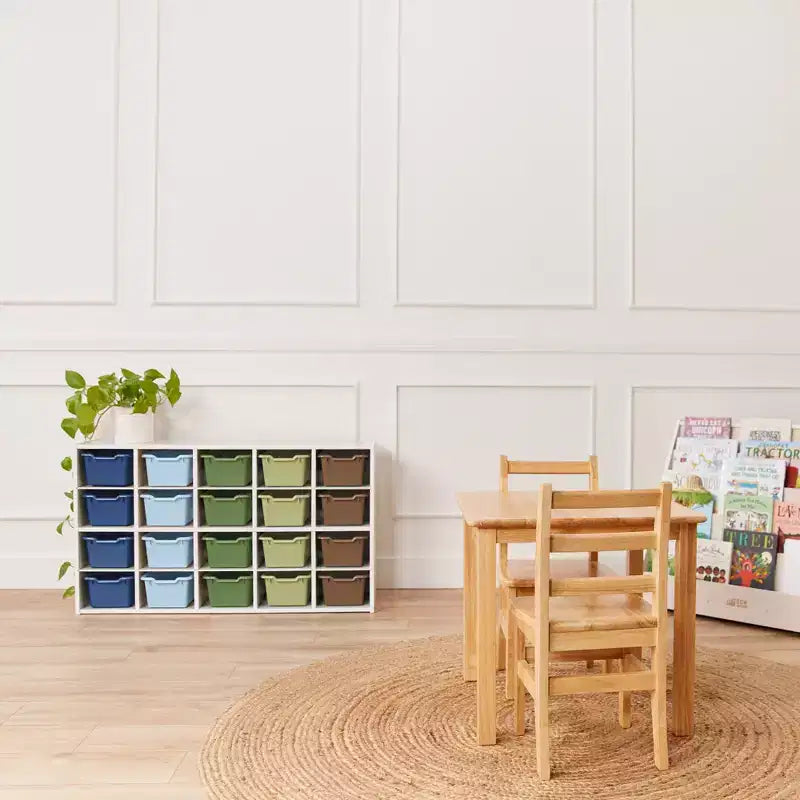 ECR4Kids Streamline 20 Cubby Tray Cabinet with 20 Scoop Front Bins, 4x5, Kids Furniture