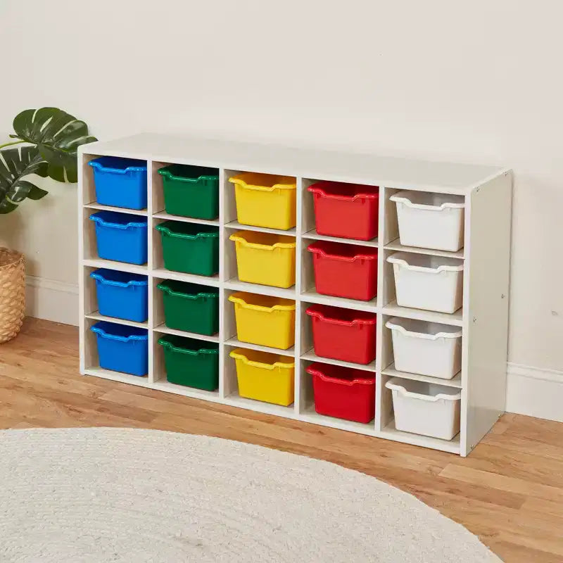 ECR4Kids Streamline 20 Cubby Tray Cabinet with 20 Scoop Front Bins, 4x5, Kids Furniture