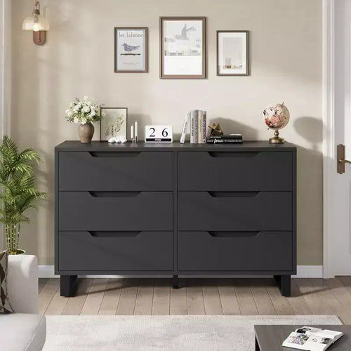 GustoWave 6 Dresser for Bedroom, 47.2 Wide Dresser, Freestanding Vertical Drawer Cabinet with Storage, Wooden Closet Storage Chest for Living Room