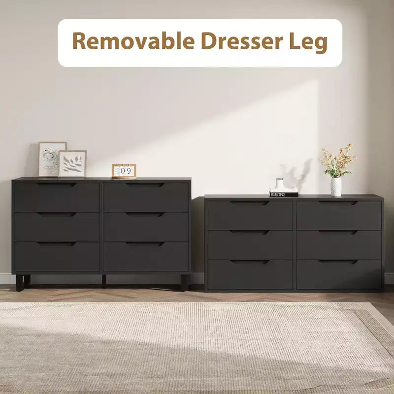 GustoWave 6 Dresser for Bedroom, 47.2 Wide Dresser, Freestanding Vertical Drawer Cabinet with Storage, Wooden Closet Storage Chest for Living Room