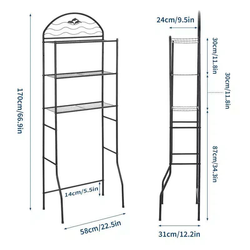 Bathroom Shelf, Over Toilet Storage 3 Tier - Heavy Duty Metal Organizer Racks for Small Spaces Apartments, Space Saving Above Toilet