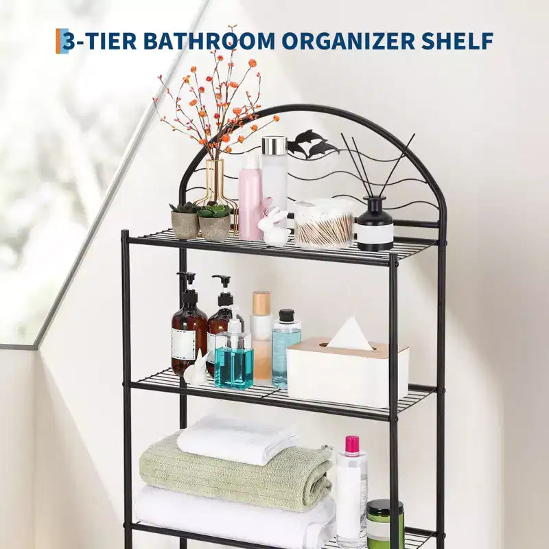 Bathroom Shelf, Over Toilet Storage 3 Tier - Heavy Duty Metal Organizer Racks for Small Spaces Apartments, Space Saving Above Toilet