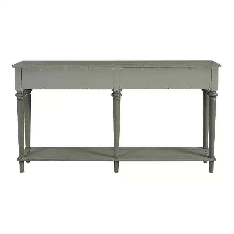 Luxystar Retro Console Table with 4 Drawers, Open Shelf for Entryway and Living Room, Grey Wash