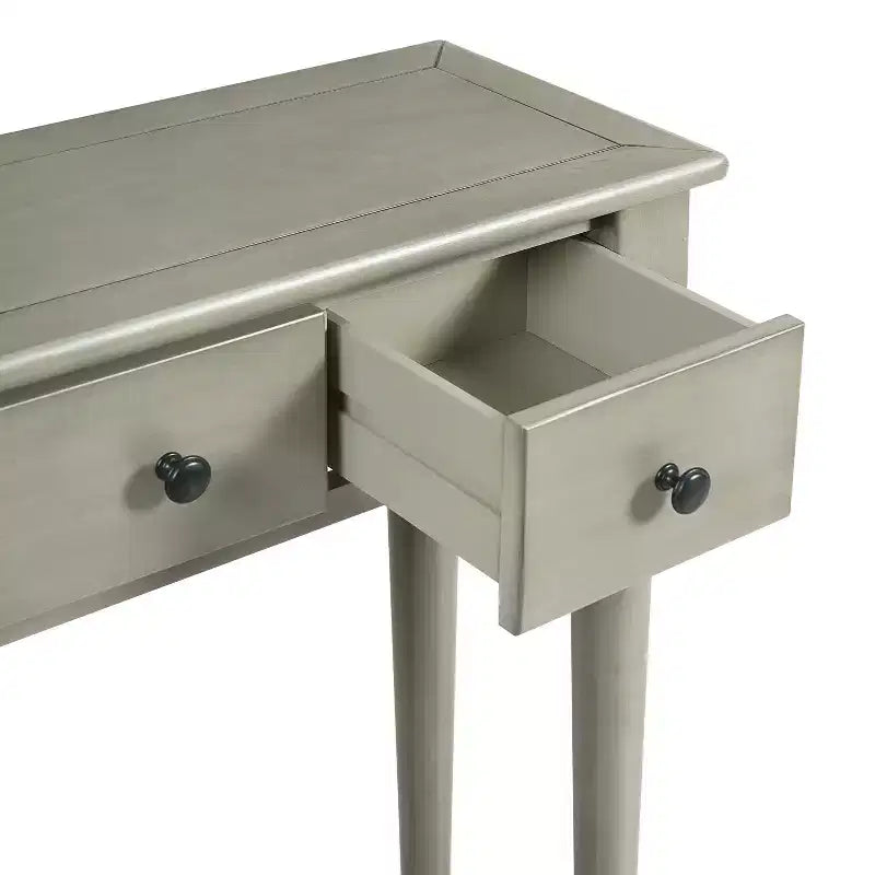 Luxystar Retro Console Table with 4 Drawers, Open Shelf for Entryway and Living Room, Grey Wash