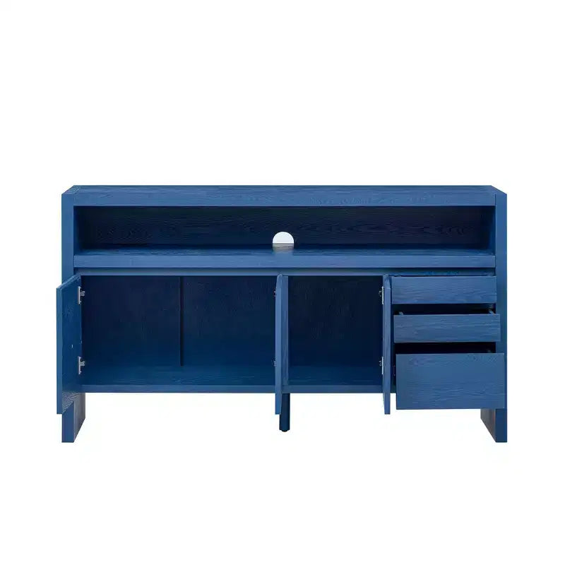 Luxystar Modern 60 Sideboard Buffet Cabinet with Storage Open Shelf and Drawers, Navy Blue
