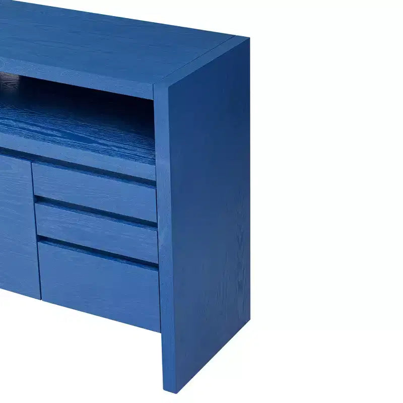 Luxystar Modern 60 Sideboard Buffet Cabinet with Storage Open Shelf and Drawers, Navy Blue