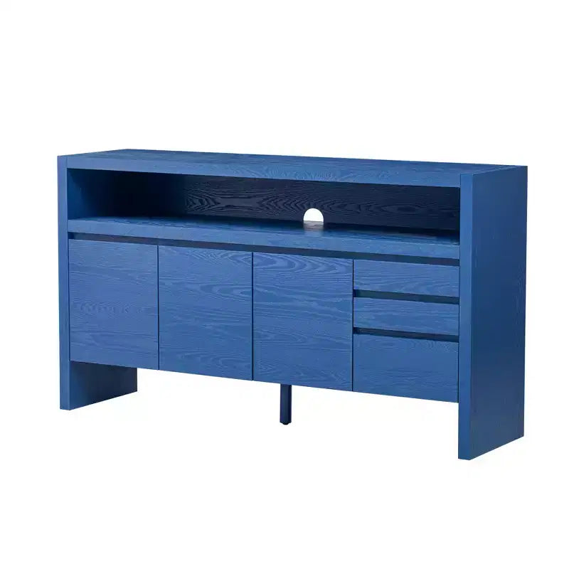 Luxystar Modern 60 Sideboard Buffet Cabinet with Storage Open Shelf and Drawers, Navy Blue