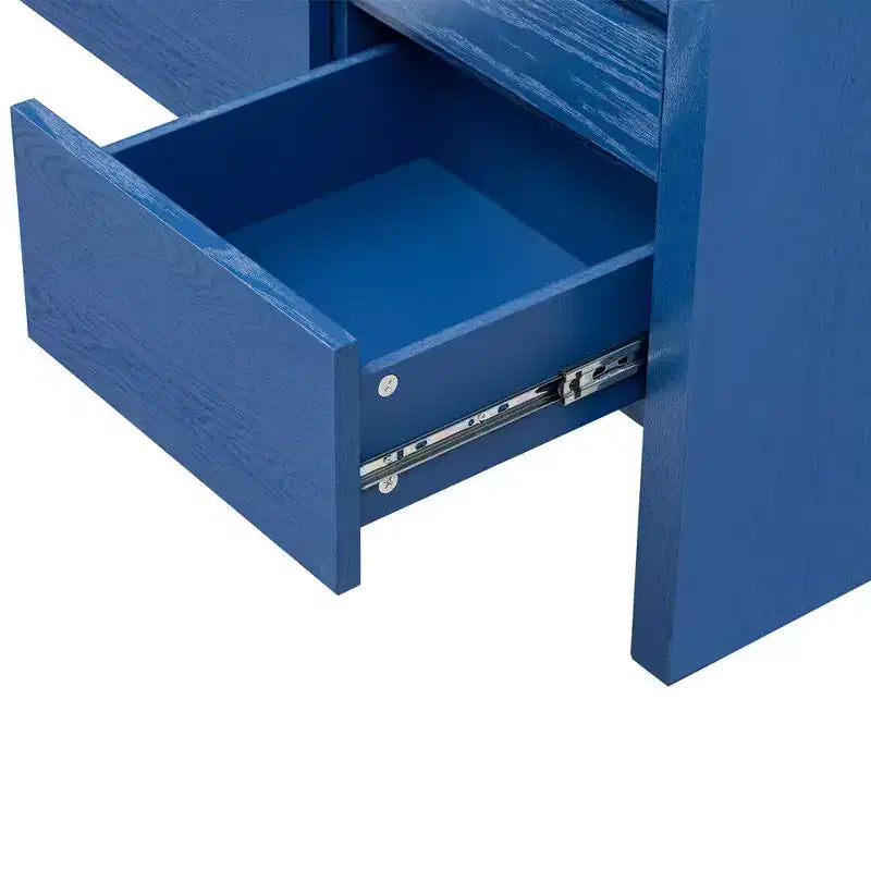 Luxystar Modern 60 Sideboard Buffet Cabinet with Storage Open Shelf and Drawers, Navy Blue
