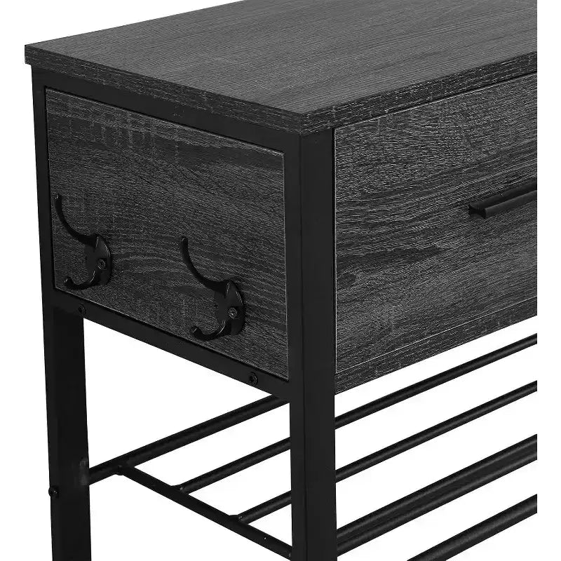 4-tier Shoe Rack With 2 Drawers, Shoes Storage Rack One Set Hallway Show Rack With Storage And Hooks Entry Way 31.5 x 11.81 x 42.32 Inch