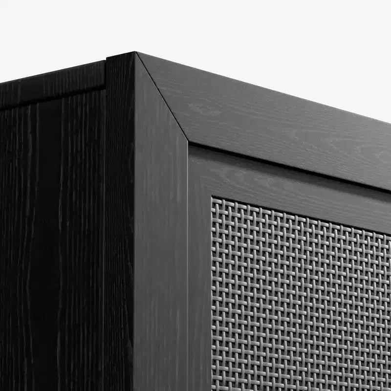 PexFix 62 W x 31 H Modern Sideboard Cabinet with 4-Doors Rattan Panels Buffet Console Accent Storage Cabinet for Hallway Entryway Dining Room Black