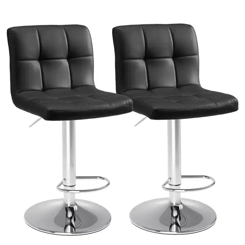 Okak Set of 2 Upholstered Swivel Adjustable Height Bar Stools with Footstools,Armless Faux Leather Counter Chairs for Dining Rooms
