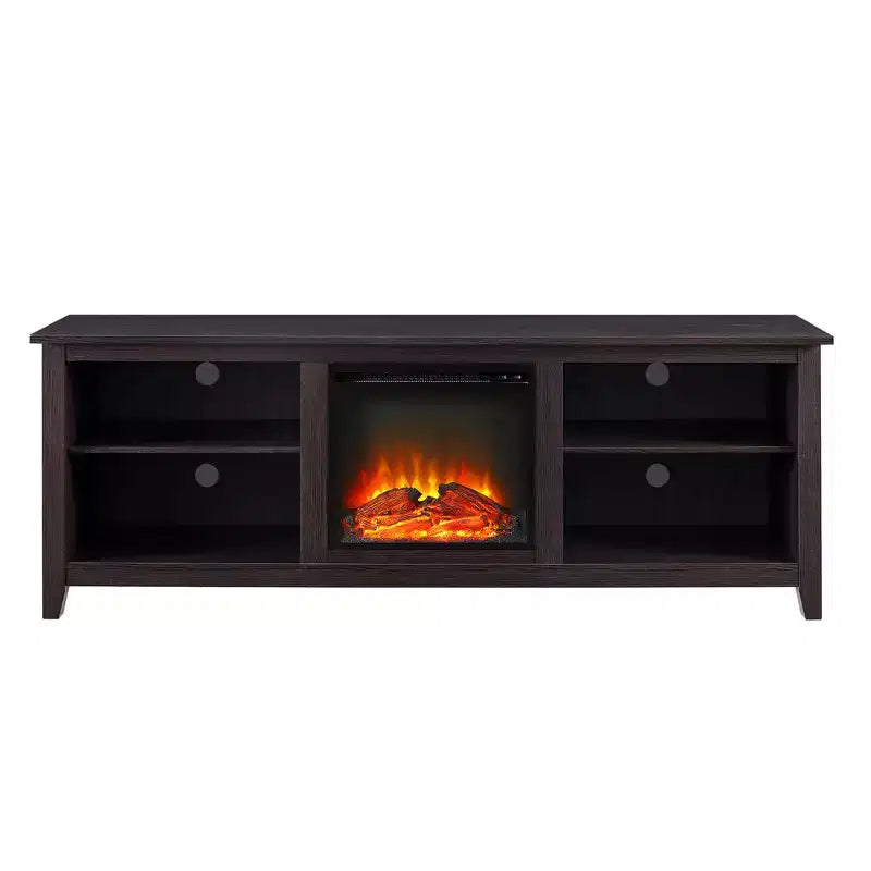 GDFStudio Colcord Modern Wood 70 Fireplace TV Stand with 2 Shelves