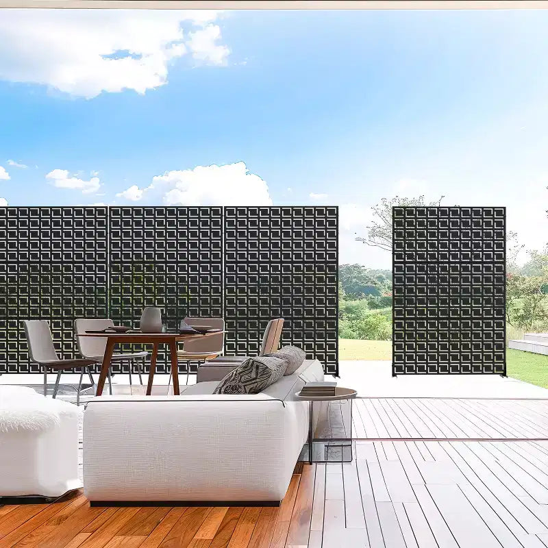 MAYEERTY 72 inch Room DIvider Rectangle Privacy Screen Galvanized Frame Privacy Screen Black