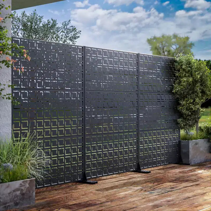 MAYEERTY 72 inch Room DIvider Rectangle Privacy Screen Galvanized Frame Privacy Screen Black