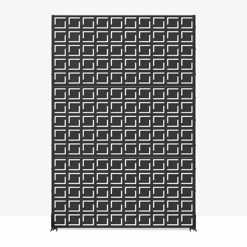 MAYEERTY 72 inch Room DIvider Rectangle Privacy Screen Galvanized Frame Privacy Screen Black