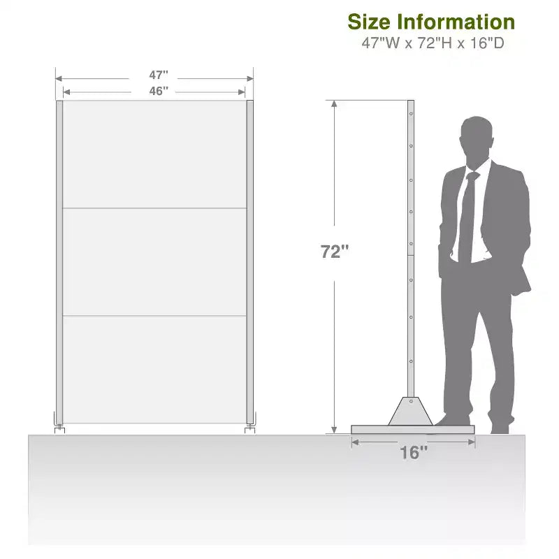 MAYEERTY 72 inch Room DIvider Rectangle Privacy Screen Galvanized Frame Privacy Screen Black