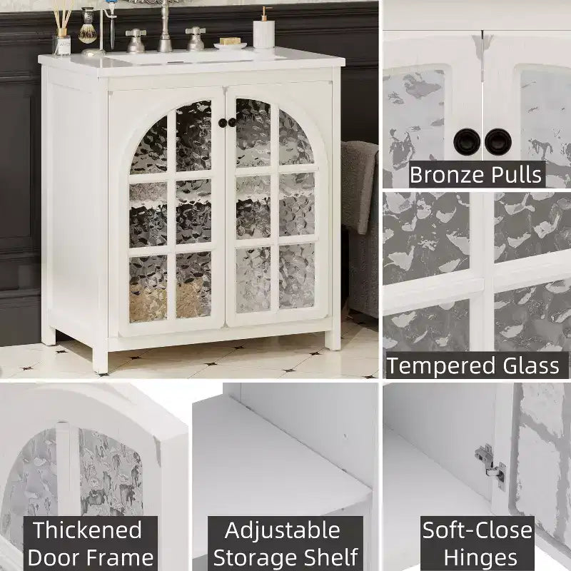 Bestier 31in Farmhouse Bathroom Vanity with Ceramic Sink Vintage Rustic Bathroom Cabinet