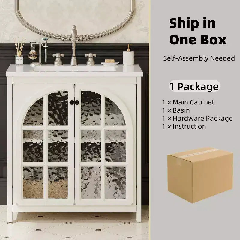 Bestier 31in Farmhouse Bathroom Vanity with Ceramic Sink Vintage Rustic Bathroom Cabinet