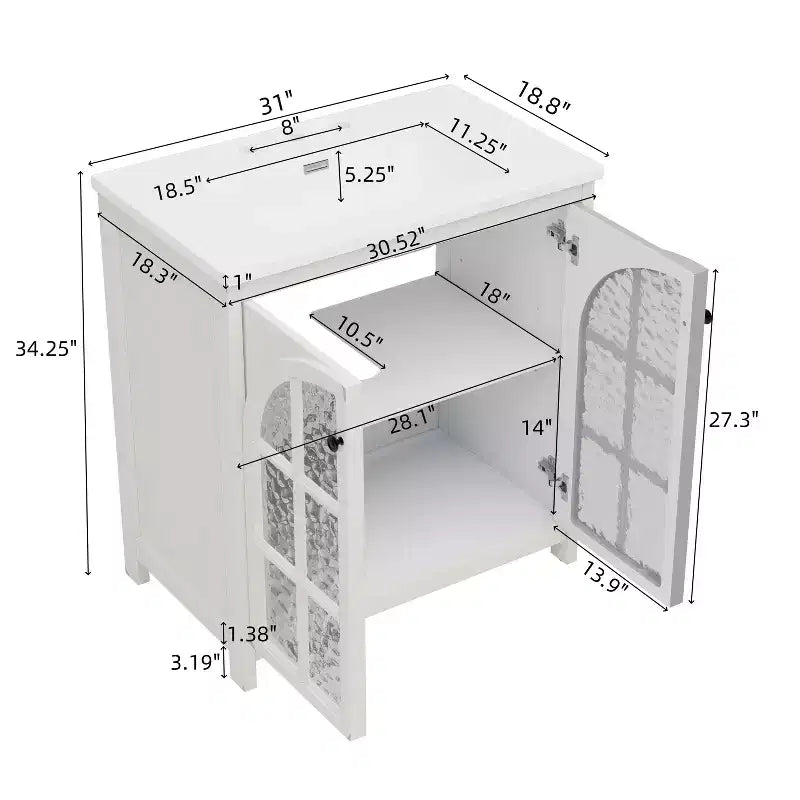 Bestier 31in Farmhouse Bathroom Vanity with Ceramic Sink Vintage Rustic Bathroom Cabinet