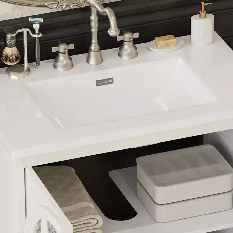 Bestier 31in Farmhouse Bathroom Vanity with Ceramic Sink Vintage Rustic Bathroom Cabinet