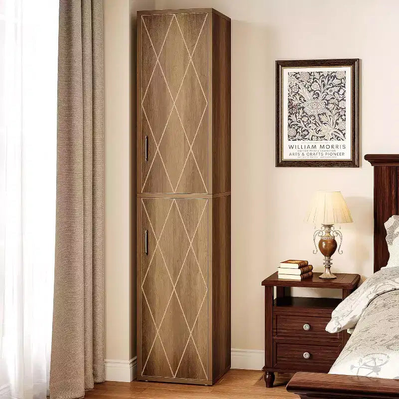 Lantine 75.39 Wood Storage Cabinet with 6 Shelves, Narrow Modern Cabinet with 2 Doors for Living Room, Kitchen, Bathroom