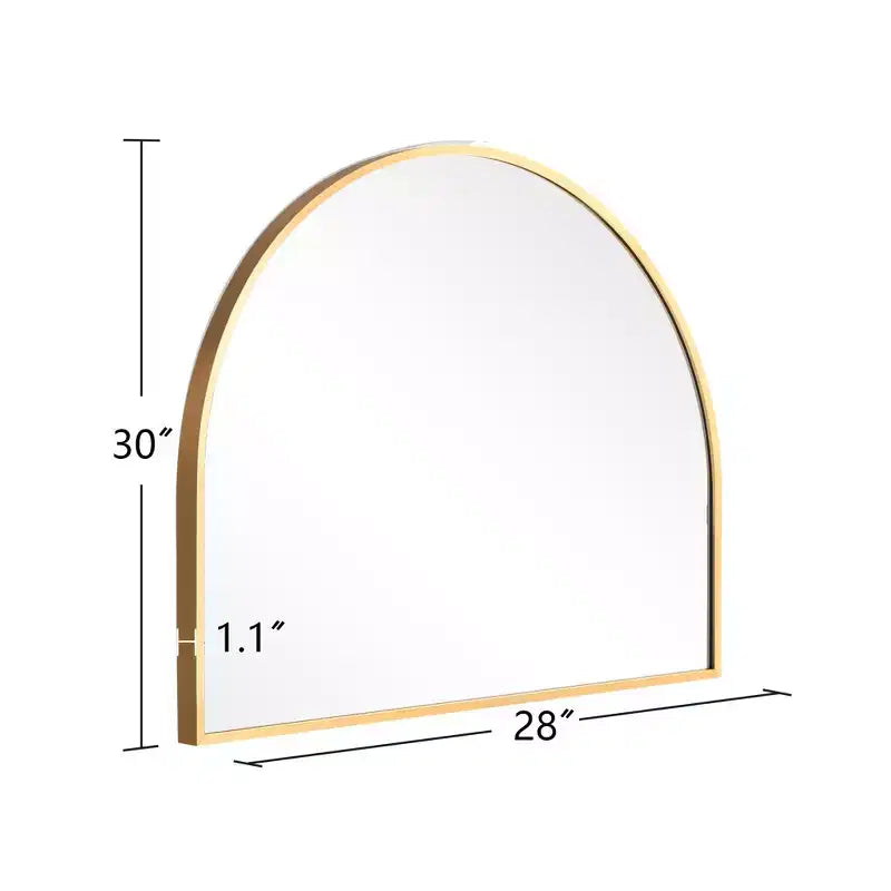 1-Piece 30 In.H x 27 In.W Aluminum Alloy Thin Edged Right Angled Arch Black Hanging Mirror Wall Mirror