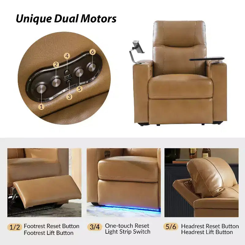 Flora Genuine Leather Recliner Set of 2|HULALA HOME