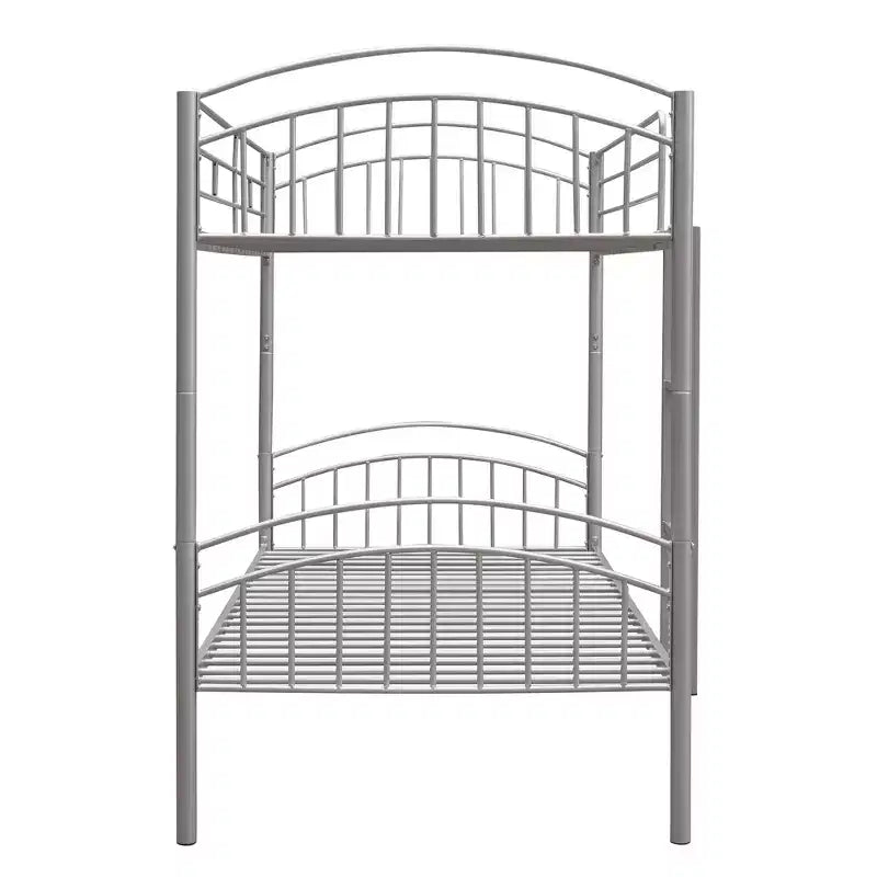 Bellemave Twin Over Twin Metal Bunk Bed with Ladder & Guardrail, Convertible to 2 Beds, Heavy Duty, Space-Saving Bed for Kids Teens, Silver