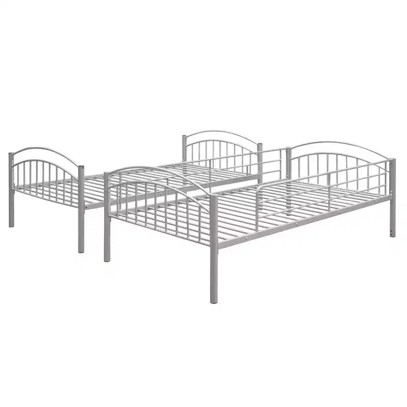 Bellemave Twin Over Twin Metal Bunk Bed with Ladder & Guardrail, Convertible to 2 Beds, Heavy Duty, Space-Saving Bed for Kids Teens, Silver