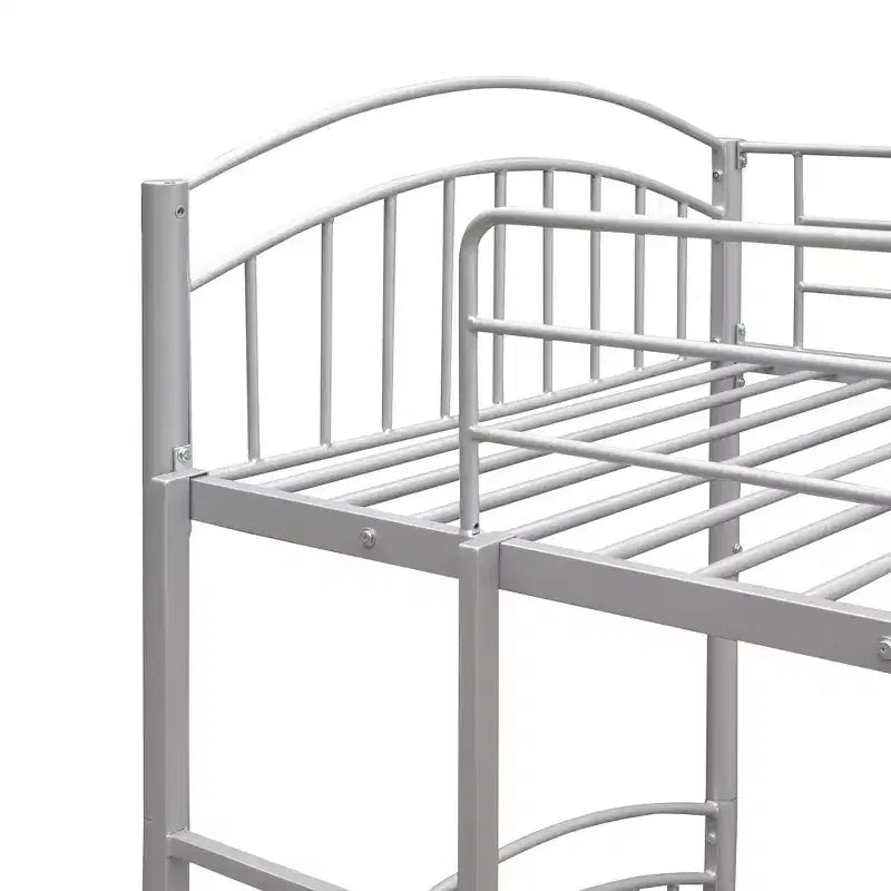 Bellemave Twin Over Twin Metal Bunk Bed with Ladder & Guardrail, Convertible to 2 Beds, Heavy Duty, Space-Saving Bed for Kids Teens, Silver