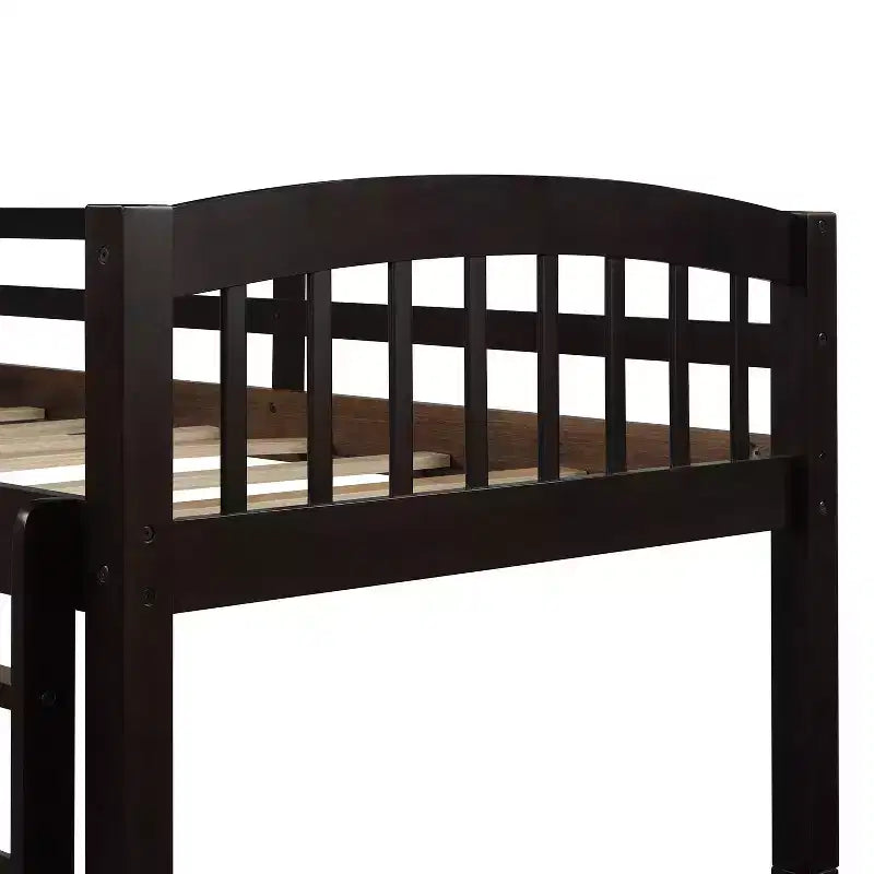 Twin over Twin Bunk Bed with Trundle, Wooden Bunk Bed with 3 Storage Drawers and Safety Rail, Can be Convertible to 2 Beds