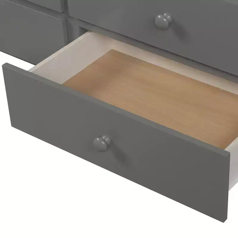 Twin over Twin Bunk Bed with Trundle, Wooden Bunk Bed with 3 Storage Drawers and Safety Rail, Can be Convertible to 2 Beds