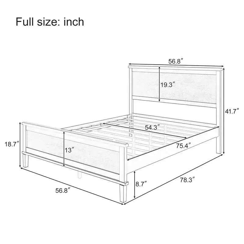 Polibi Mid-Century Modern Solid Wood Platform Bed