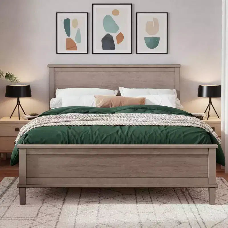 Polibi Mid-Century Modern Solid Wood Platform Bed